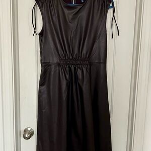 Scoop Faux Leather Sleeveless Dress
